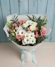 Букет цветов из:  Розы, Лизиантусы и Хризантемы #REPLACE_PRED# Мелехово