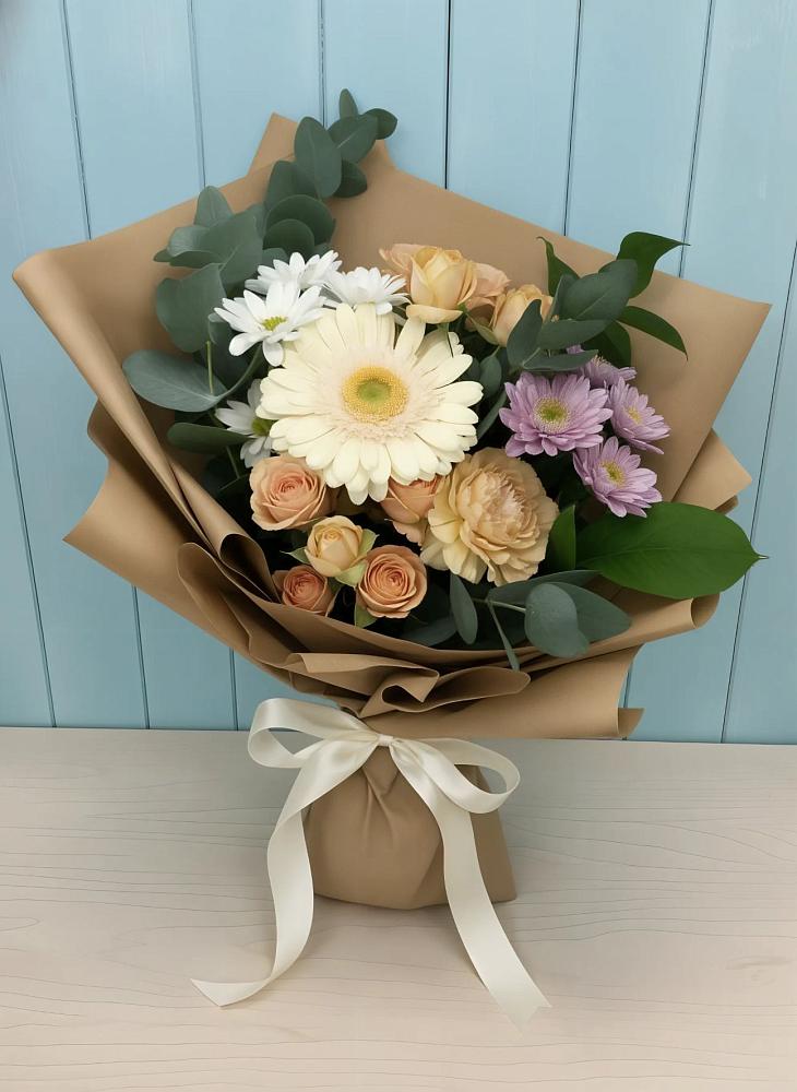 Букет цветов из: Герберы и Хризантемы в Мелехово