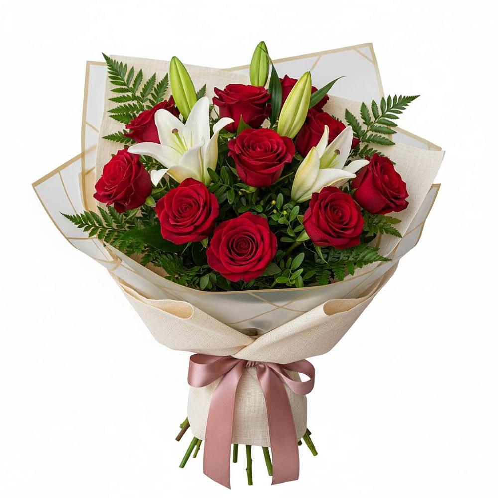 Букет цветов из: Лилии и Розы в Мелехово