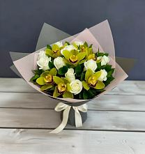 Букет цветов из:  Орхидеи и Розы #REPLACE_PRED# Мелехово