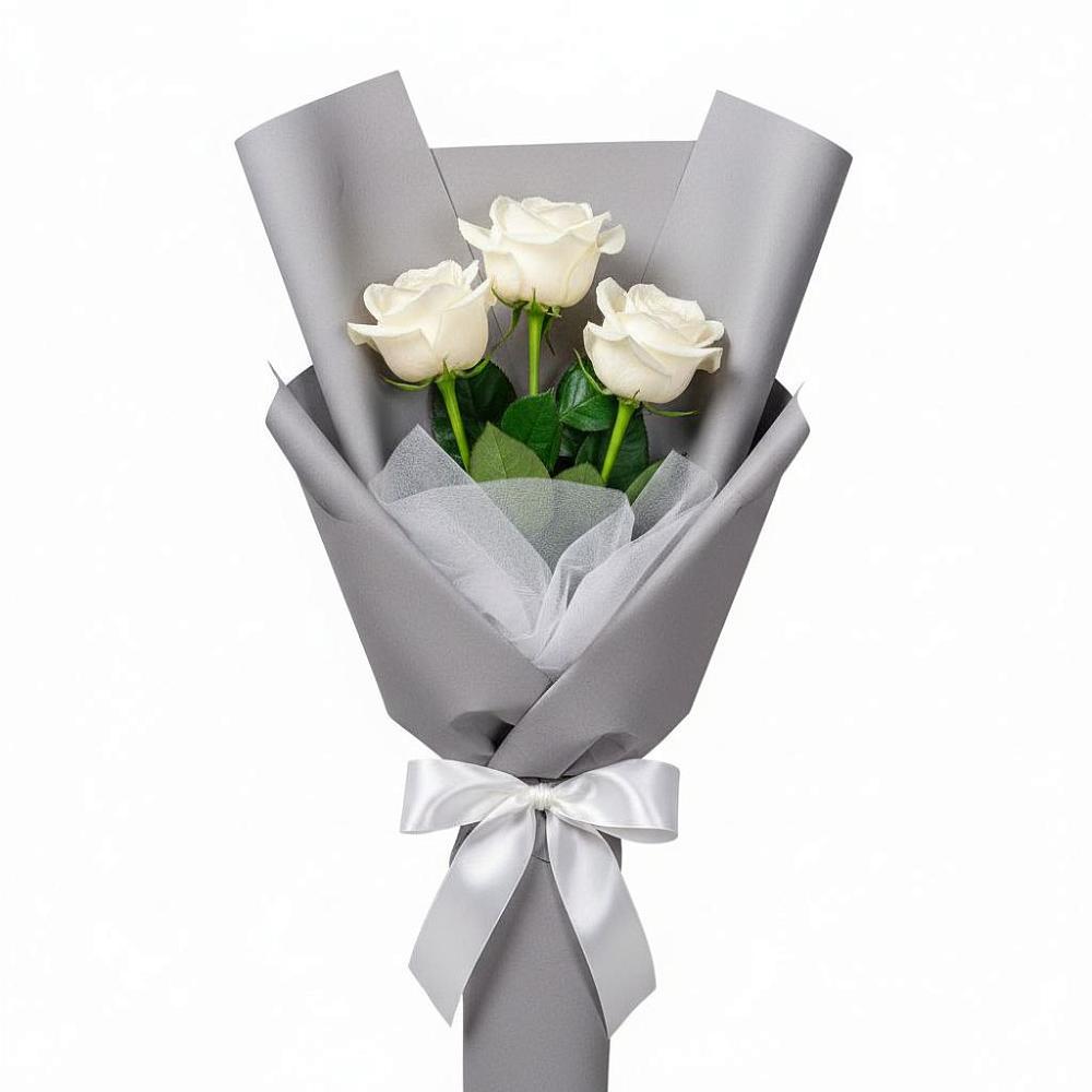 Букет 3 белые розы в Мелехово