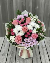 Букет цветов из:  Альстромерии, Гвоздики, Розы и Хризантемы #REPLACE_PRED# Мелехово