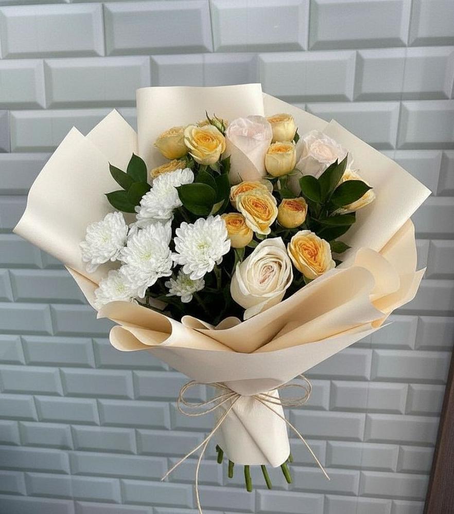 Букет цветов из: Розы и Хризантемы в Мелехово